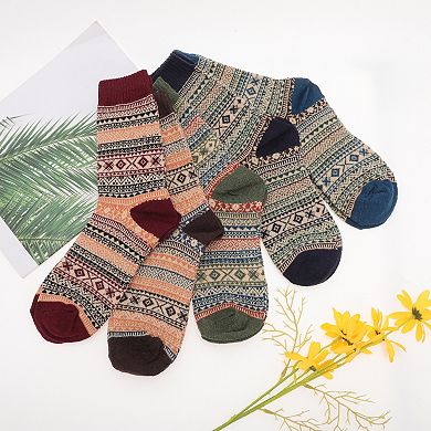 Men's Retro Winter Warm Socks Multicolor 5 Pair
