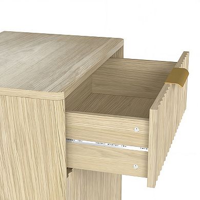 10-Gallon Tilt-Out Trash Can Cabinet with Wave-Textured Drawer & Organizer