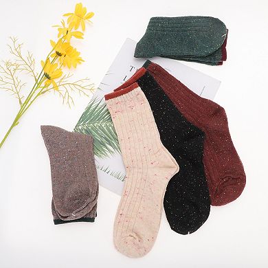 Women's Thick Knit Winter Warm Socks Multicolor 5 Pair