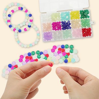 Set of 300 Assorted 8mm Round Glass Beads for Jewelry Making and DIY Crafts