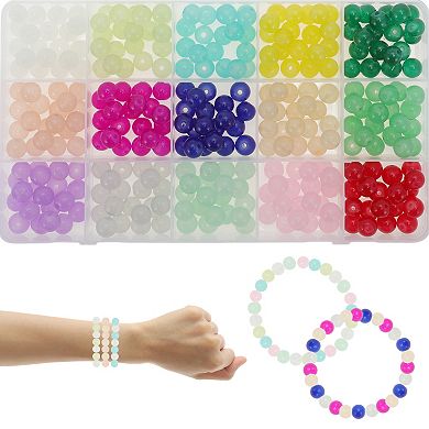 Set of 300 Assorted 8mm Round Glass Beads for Jewelry Making and DIY Crafts