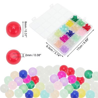 Set of 300 Assorted 8mm Round Glass Beads for Jewelry Making and DIY Crafts