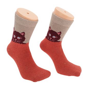 Women's Retro Cat Pattern Winter Warm Socks Multicolor 5 Pair