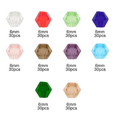 1 Set 300 Pcs 6mm Glass Beads for Jewelry Bracelet Making DIY Crafts Multicolor