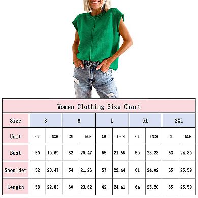 Women's Cap Sleeve Sweater Vest Crew Neck Sleeveless Knit Tank Top Pullover