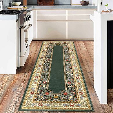 Vintage Elegant Border Pattern Area Rug, Machine Washable Non-Slip Rug Living Room Carpet