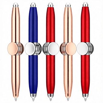Set of 5 Fidget Spinning Pen with LED Light Multi Functional Ballpoint Gift Pen