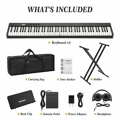 Full-Size 88-Key Portable Folding Digital Piano with Built-in Speakers