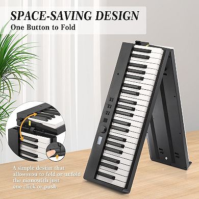 Full-Size 88-Key Portable Folding Digital Piano with Built-in Speakers