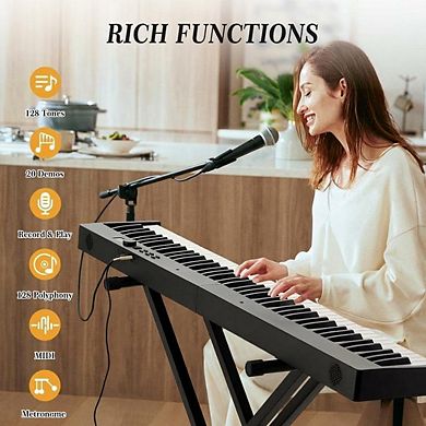 Full-Size 88-Key Portable Folding Digital Piano with Built-in Speakers