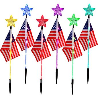 Set of 6 American Flag Pathway Lighting