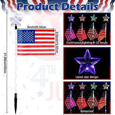 Set of 6 American Flag Pathway Lighting