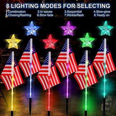 Set of 6 American Flag Pathway Lighting