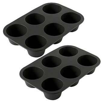 2 pc Silicone Muffin Pan with 6 Round Cups Flexible Nonstick Bakeware