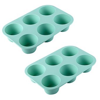 2 pc Silicone Muffin Pan with 6 Round Cups Flexible Nonstick Bakeware