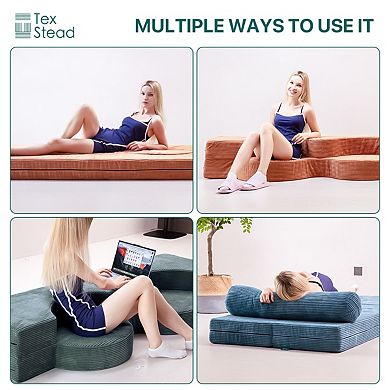 Unikome 2-in-1 Folding Sofa Bed, Floor Futon & Sleeping Mattress with Removable Washable Cover