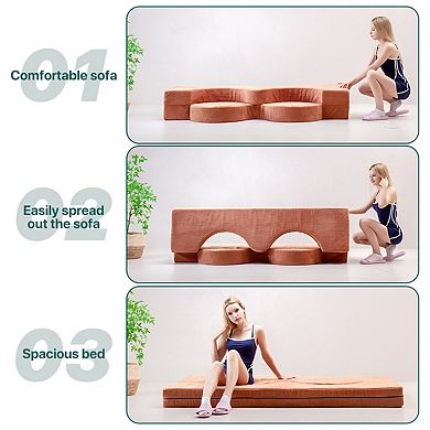 Unikome 2-in-1 Folding Sofa Bed, Floor Futon & Sleeping Mattress with Removable Washable Cover