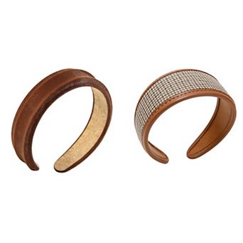 2 pc Textured Fabric Headband with Oversized Ring Accent