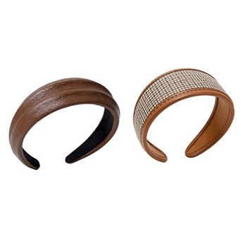 2 pc Textured Fabric Headband with Oversized Ring Accent