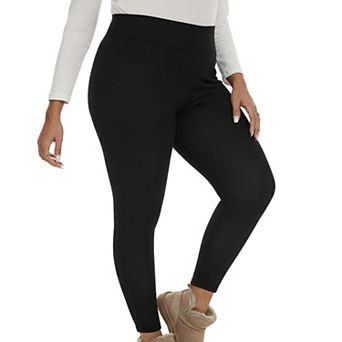 Women's Plus Size High Waist Fleece Lined Leggings with Smooth Stretch Fabric and Full Length Fit