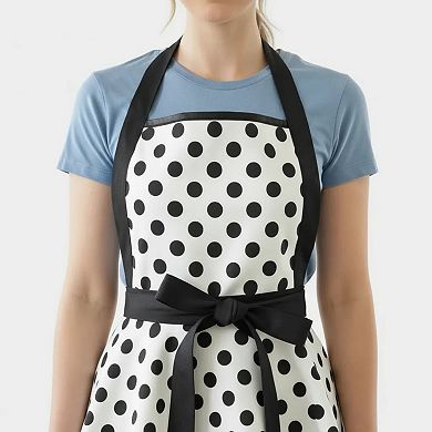 Vintage Dress Style Kitchen Apron with Halter Neck Tie Full Skirt Coverage and Adjustable Waist Bow