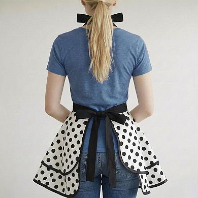 Vintage Dress Style Kitchen Apron with Halter Neck Tie Full Skirt Coverage and Adjustable Waist Bow