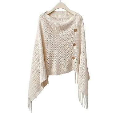 Womens Solid Knit Scarf Shawl Wrap with Fringe Hem