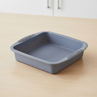 2-Piece Silicone Square Baking Pan with Textured Base and Easy Grip Handles