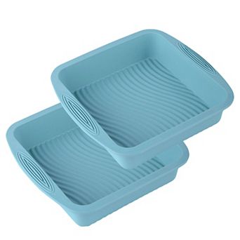 2 pc Silicone Square Baking Pan with Textured Base and Easy Grip Handles