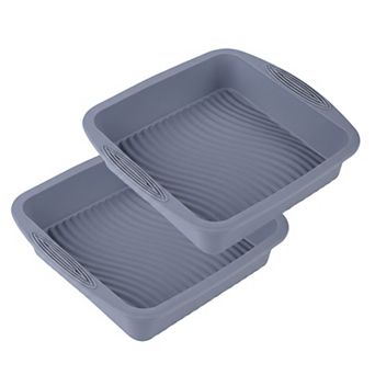 2 pc Silicone Square Baking Pan with Textured Base and Easy Grip Handles