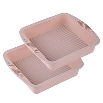 2 pc Silicone Square Baking Pan with Textured Base and Easy Grip Handles