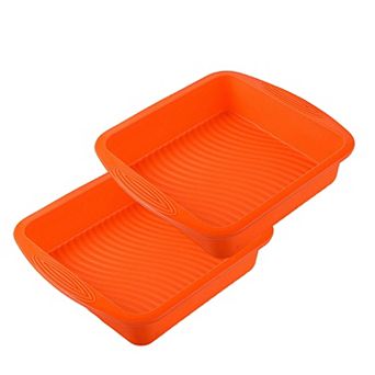 2 pc Silicone Square Baking Pan with Textured Base and Easy Grip Handles