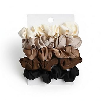 5 pc Classic Solid Color Hair Scrunchies Ties Hair Band Accessories for Women and Girls
