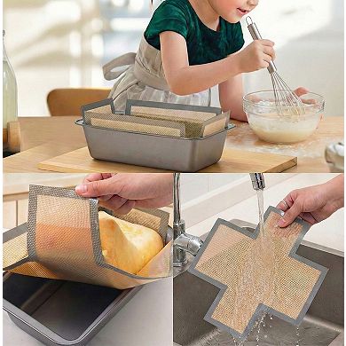 3-Piece Set Reusable Loaf Pan Liner with Nonstick Mesh and Easy Lift Design