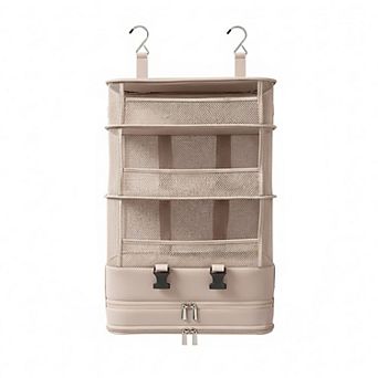 Hanging Closet Organizer with Mesh Shelves and Zip Storage Compartment