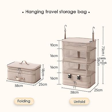 Hanging Closet Organizer with Mesh Shelves and Zip Storage Compartment