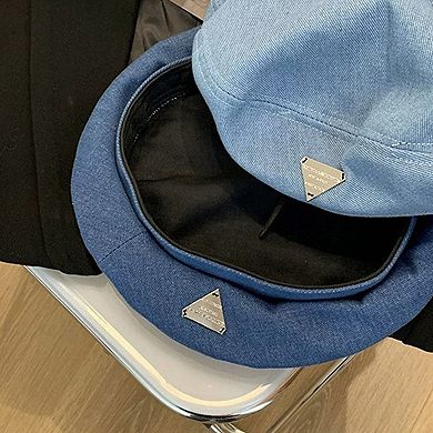 Denim Beret Hat Lightweight Structured Fit Soft Fabric Classic Style
