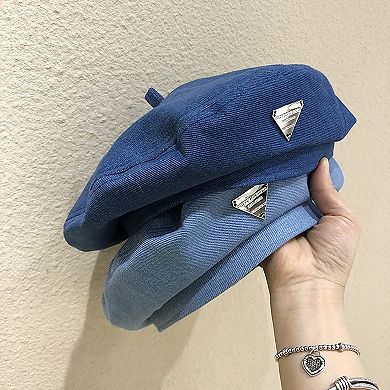 Denim Beret Hat Lightweight Structured Fit Soft Fabric Classic Style