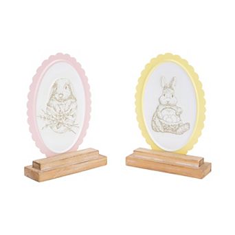 Melrose Bunny Embossed Table Decor Set of 2