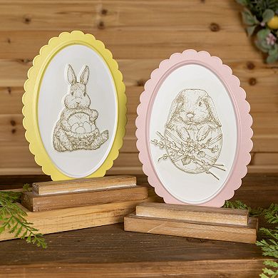 Melrose Bunny Embossed Table Decor Set of 2