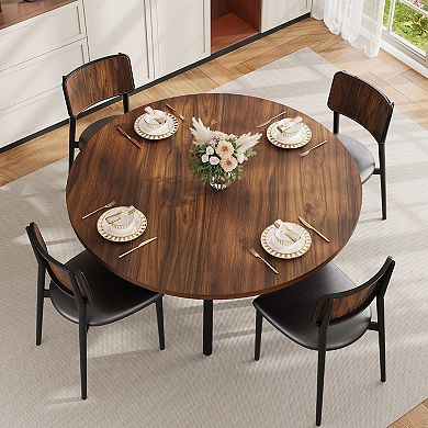 47 Inch Round Dining Table with Storage Shelf - Metal Legs, Seats 4-6, Modern Space-Saving Table