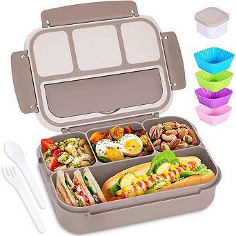 4-Compartment Adult Bento Lunch Box with Utensils and Sauce Jar, 40oz