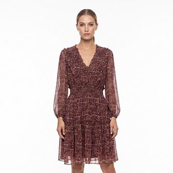 Women's Maison Tara Smocked Ruffle V-Neck Midi Dress