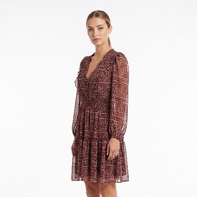 Women's Maison Tara Smocked Ruffle V-Neck Midi Dress