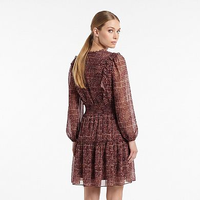 Women's Maison Tara Smocked Ruffle V-Neck Midi Dress