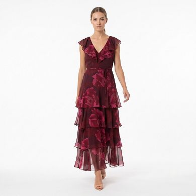 Women's Maison Tara Floral Tiered Ruffle Maxi Dress
