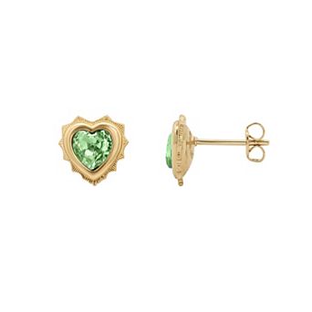 PRIMROSE 14k Gold Flash Plated Crystal Birth Month Heart Stud Earrings