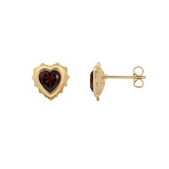 PRIMROSE 14k Gold Flash Plated Crystal Birth Month Heart Stud Earrings