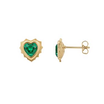 PRIMROSE 14k Gold Flash Plated Crystal Birth Month Heart Stud Earrings
