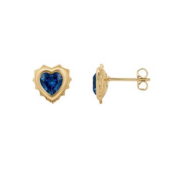 PRIMROSE 14k Gold Flash Plated Crystal Birth Month Heart Stud Earrings